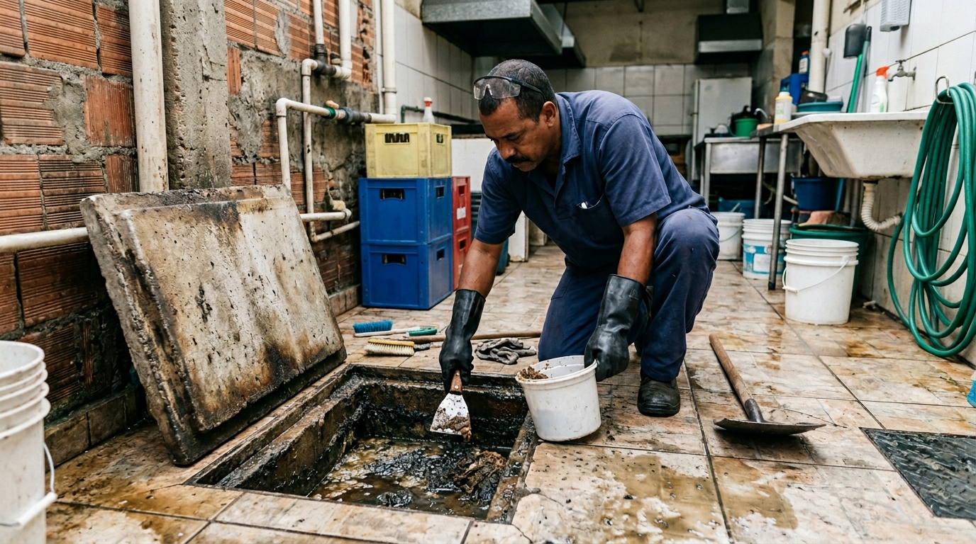 Limpeza de caixa de gordura residencial em Manaus-AM
